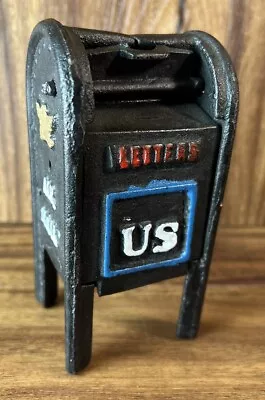 Vintage US Air Mail Mailbox Mail Box Letters Cast Iron Coin Bank Toy - 5  Tall • $11.16