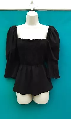 Black Gypsy Tophippiebohofolkpeasant60s70s80s Vintage Stylesize 22nwts • £5.99