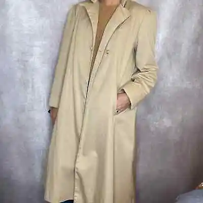 Vintage Uzzi Sherpa Quilted Lined Trench Coat Womens 11/12 Large Tan Khaki Korea • $65