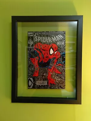 RARE SILVER Red Web Stamped SpiderMan # 1 Signed Todd Mcfarlane LOA FRAMED WOW! • $99.99