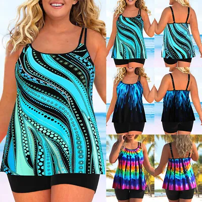 Plus Size Women Tankini Boys Shorts Set Swimming Costume Swimsuit Swim Dress UK • £4.69