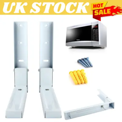 2X Microwave Wall Brackets Extendable Arms Holder Heavy Duty Oven Bracket White • £10.98