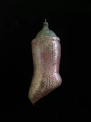 Antique Vintage German Mercury Glass Red Stocking Christmas Ornament - 1900s • $175