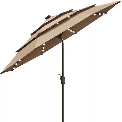 EliteShade Solar9ft 3Tiers Market Sunumbrella With 80 LED Lights Patio Umbrellas • $169.99