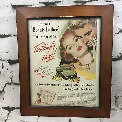 Vintage 50’s Romantic Ad Palmolive Beauty Lather Collectible Framed Art Print  • $16.99