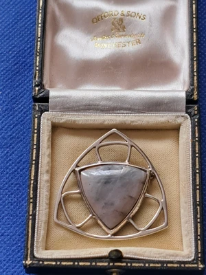 £35 • Buy Vintage John Hart Scottish Silver & Agate Brooch - Edin 1977