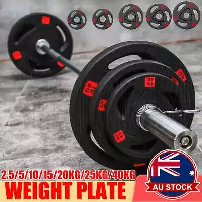 $5.99 • Buy Olympic Bumper Weight Plates 2.5KG-40KG Rubber Weightlifting Barbell Fitness AU