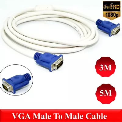 1080P Male To Male VGA Cable 15Pin Cable Cord For LCD PC For HDTV TFT Projector • $4.36