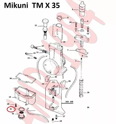 MIKUNI Spare Parts Original Series Tmx 35 O.R.vite Exhaust Bowl N #31 Vm28/254 • $11.48