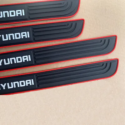 For Hyundai 4PCS Black Rubber Car Door Scuff Sill Cover Panel Step Protectors • $16.88