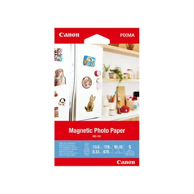£13.35 • Buy Canon Magnetic Photo Paper MG-101 4x6in Pack Of 5 3634C002
