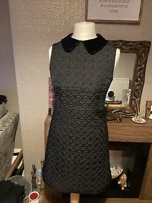 £9.99 • Buy Aftershock London  Quilted Black Embellished Dress Size 10/12 Medium