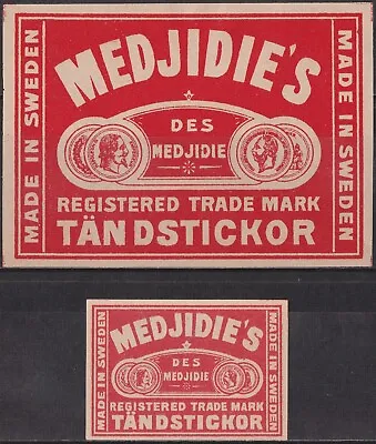 Old Matchbox Labels Sweden Medjidie's PACKET & BOX SIZE • $3.89