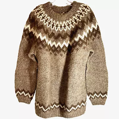 David Grains Iceland Sweater Lopi Large 100%pure Virgin Wool Fair Isle MEN WOMAN • $124.77