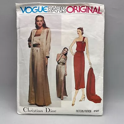 Vogue Christian Dior 2127 Vtg Paris Original Pattern Sz 12 Dress And Coat CUT • $20