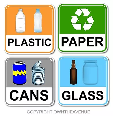 Recycling Paper Cans Plastic Glass Vinyl Stickers Decal Bin Recycle Eco Friendly • $4.99