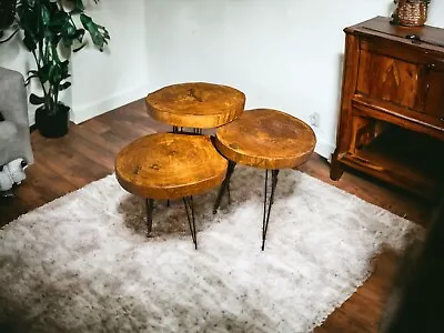 Coffee Table Room Side Living Round Wood Coffee Table  Beech Tree Table • $117