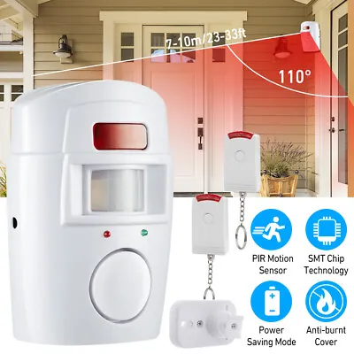 Sensor Motion Pir Wireless Alarm With 2 Remote Controls Shed Garage Home Caravan • £11.39