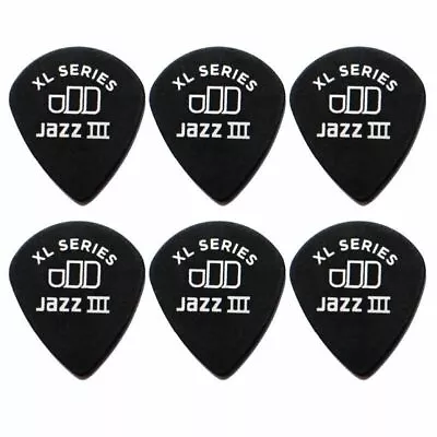 6 X Jim Dunlop Tortex Jazz 3 XL Black 1.35mm Guitar Picks III Free Post • $5.44