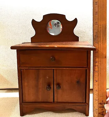 Late 1800's SALESMAN SAMPLE Of RUSTIC Knotty Pine WASH STAND Or VANITY W/ MIRROR • $50