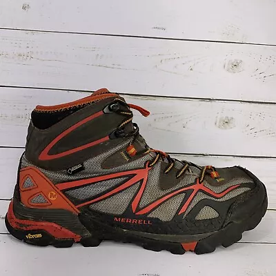 Merrell Capra Mid Goretex Hiking Boots Mens Size 10.5 Red Gray Waterproof • $59.99