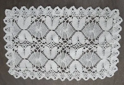Vintage White Embroidered Lace Floral Table Mat Doily Cotton Crochet Rectangle • £1.99