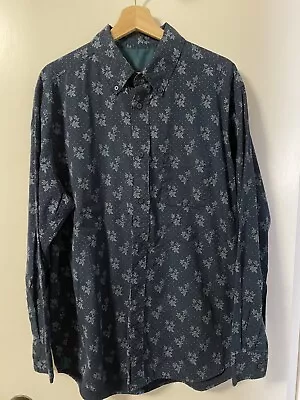 Old Navy Mens Shirt Large Blue Button Down Virginia Creeper Motif • $13