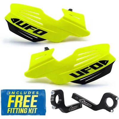 UFO Universal Handguards For Motocross With Fixing Kit Flourescent Fluo Yellow • $37.88