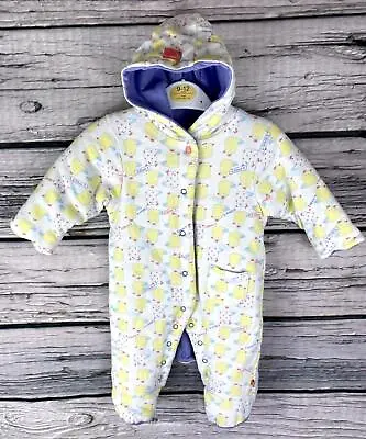 Girls Newborn  0- Months Snowsuit Pramsuit All In One Yellow M&s • £7.95