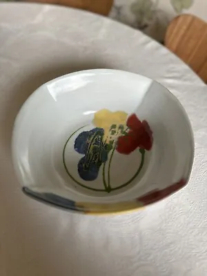 VINTAGE JANICE TCHALENKO DARTINGTON POTTERY POPPY SERVING BOWL 26 Cm Sq • £40