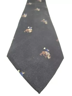 Ralph Lauren Polo Vintage Men's Tie Black Bucking Bronco 57  Long 3.5  Wide Silk • $49.99