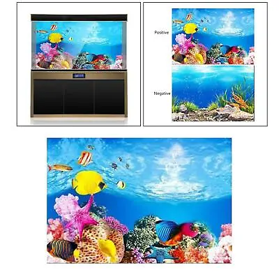 $14.75 • Buy 3D Effect Fish Tank Background Aquarium Sticker Poster Wallpaper Decor