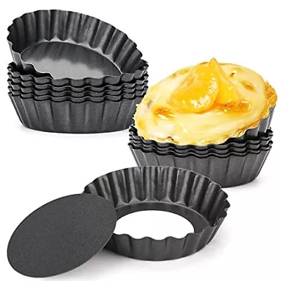 12 Packs Egg Tart Mold 3  Mini Tart Pans Removable Bottom Reusable Non-Stick ... • $26.34