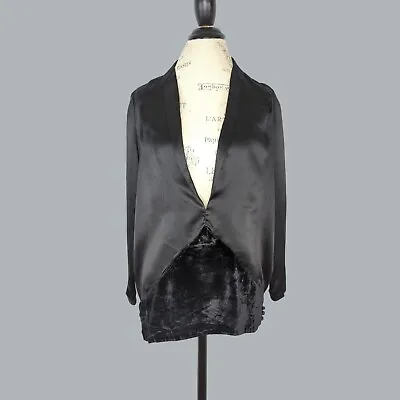 Vintage Antique 20s Womens Blouse Top Small Black Silk Velvet Drop Waist • $78.64