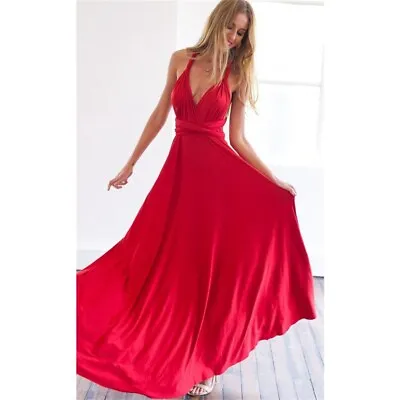 Women's Long Maxi Dress Bridesmaid Multi Way Convertible Formal Evening Wrap • £16.79