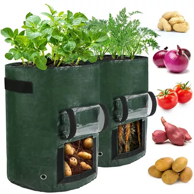 2-Pack 10 Gallon Potato Grow Bags With Flap Handles Garden Planting Bags Planter • $10.43