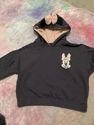 Girls Age 8/9 Years Minnie Mouse Cropped Grey Hooded Jumper • £0.99