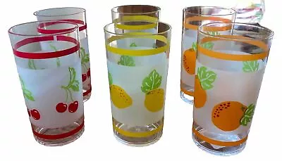 Plastic Juice Glasses Cherry Lemon Orange Set Of 6 Canada 4 1/2” • $15