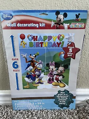 MICKEY MOUSE WALL BANNER DECORATING KIT Giant Scene Birthday Party 5 Pc Over 6ft • $12.99