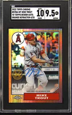 2022 Topps Chrome Mike Trout Orange Refractor Auto Autograde 10 04/25 SGC 9.5 • $664