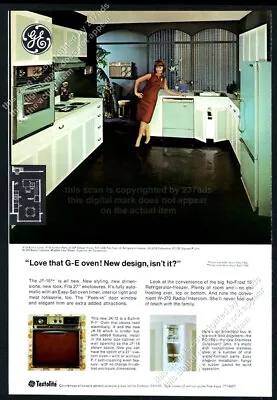 1966 General Electric Avocado Green Kitchen Oven Dishwasher Fridge Photo Vtg Ad • $12.14