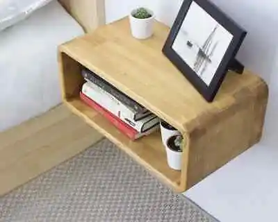 Oak Colored Floating Nightstand Wood Bedside Tables Mid Century Table Nightst • $183.08