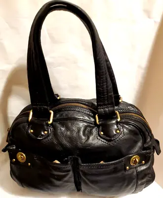 MARC By MARC JACOBS Heidi Black Leather Bag Turn Lock Satchel Duffel Tote • $35