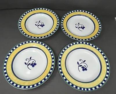 Mikasa Firenze Set Of 4 Rim Soup Bowls 8.75  Porcelain Blue Yellow • $34.88