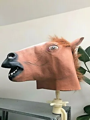 Horse Head Adult Mask Latex Animal Cosplay Fancy Dress Stag Hen Halloween • £15