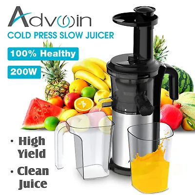 Advwin Electric Cold Press Slow Juicer Whole Fruit Vegetable Processor Extractor • $99.90