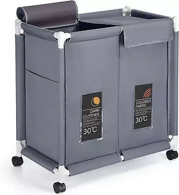 2-Tier Laundry Hamper 110L Large Oxford Clothes Basket Sorter With Rolling Wheel • $64.26