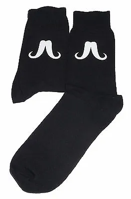 White Dapper Dandy Style Moustache On Black Socks Great Novelty Gift • $5.44