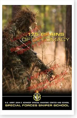 United States Special Forces 175 Grains Of Diplomacy Sniper School Poster • $14.49