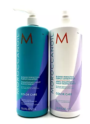 Moroccanoil Blonde Perfecting Purple Shampoo & Conditioner 33.8 Oz Duo • $90.59